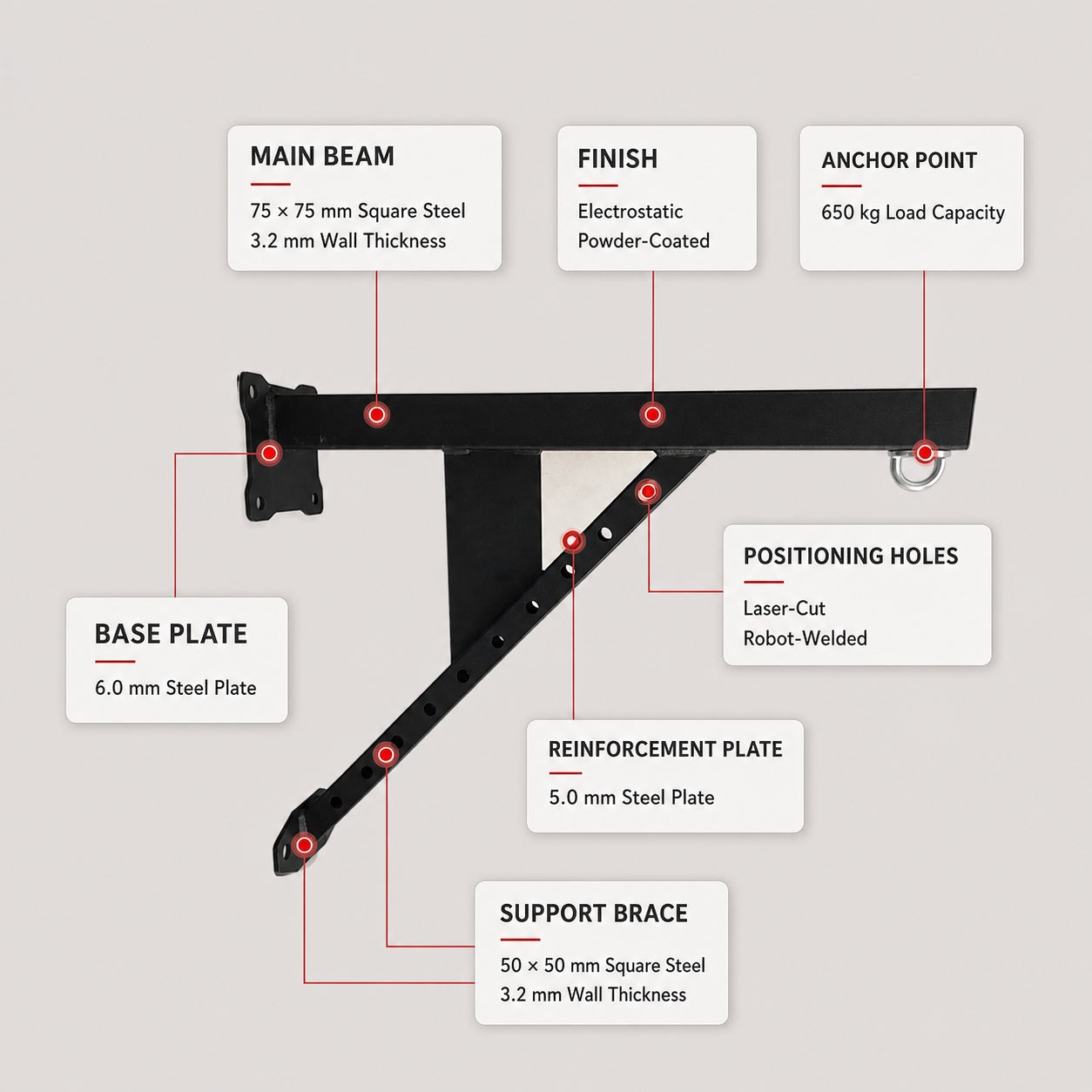 Wall‑Mounted Triangular Heavy Bag Bracket