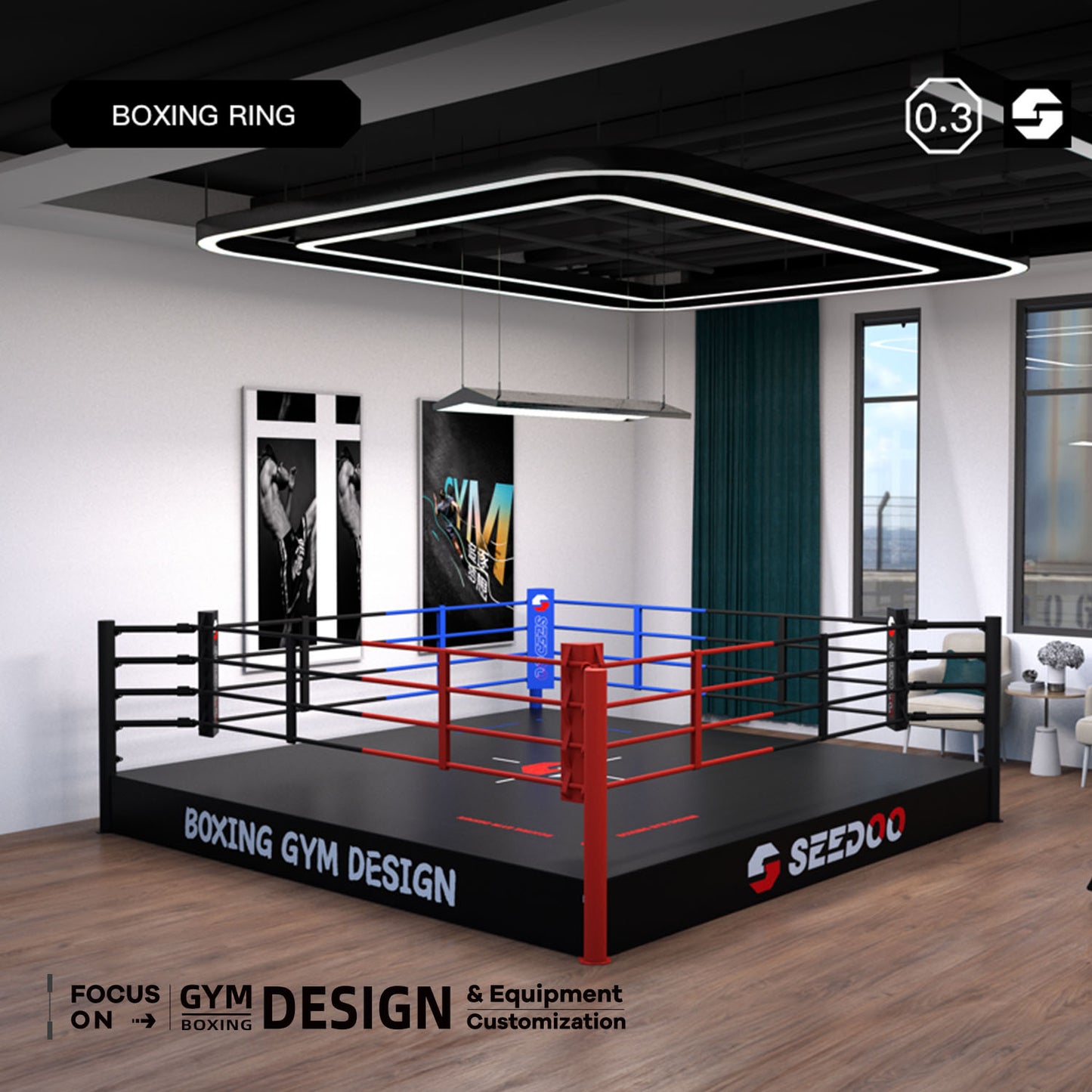 The boxing ring is suitable for wrestling, Sanda, kickboxing, MMA