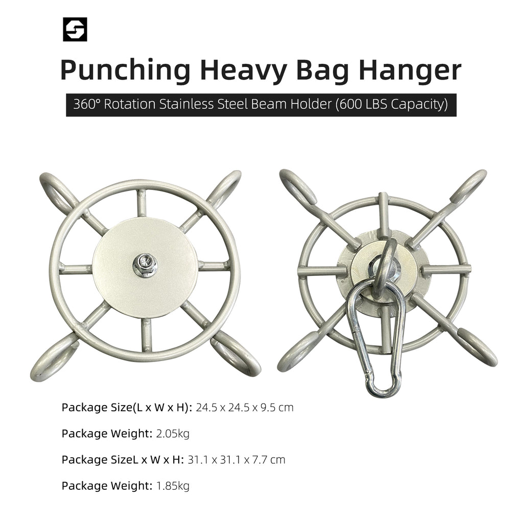 SEEDOO Punching Heavy Bag Hanger Wall Ceiling Mount Hook 360° Rotation Stainless Steel Beam Holder (600 LBS Capacity)