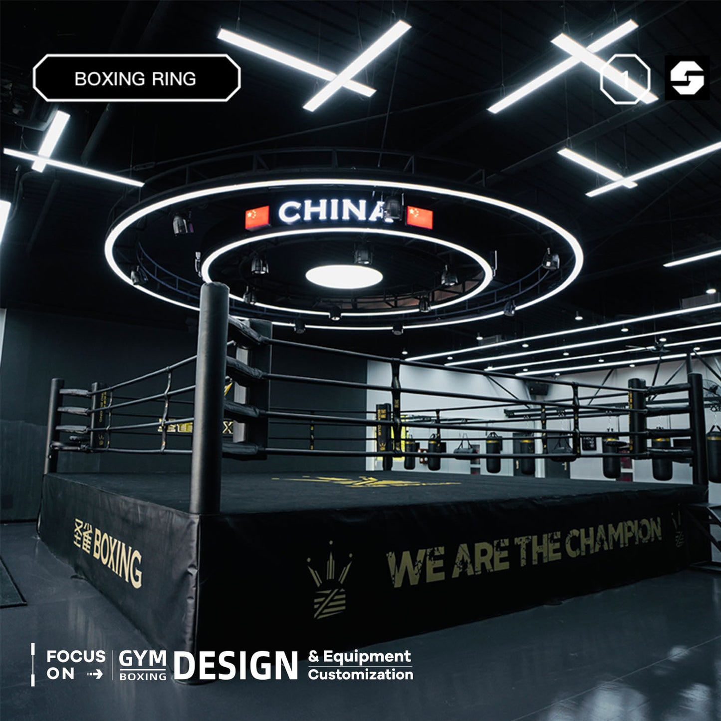 The boxing ring is suitable for wrestling, Sanda, kickboxing, MMA