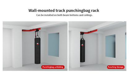 Side-Mounted Sandbag Rail, 39.4"-118.1" Adjustable Length with Mobile Trolley, High-Strength Fitness Rack for Home Boxing & Combat Training (Sandbag Excluded)