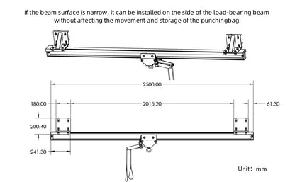 Side-Mounted Sandbag Rail, 39.4"-118.1" Adjustable Length with Mobile Trolley, High-Strength Fitness Rack for Home Boxing & Combat Training (Sandbag Excluded)
