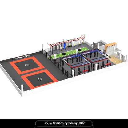 Wrestling Gym Design Fitness Fitness Studio Overall Solution Design Customization, Boxing Club Equipment Customization